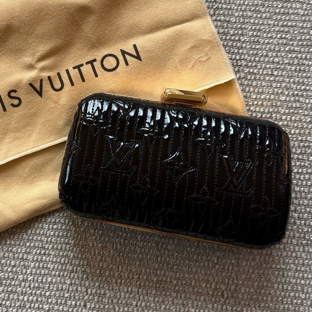 Louis Vuitton limited edition black Vernis Monogram Minaudiere Motard clutch bag